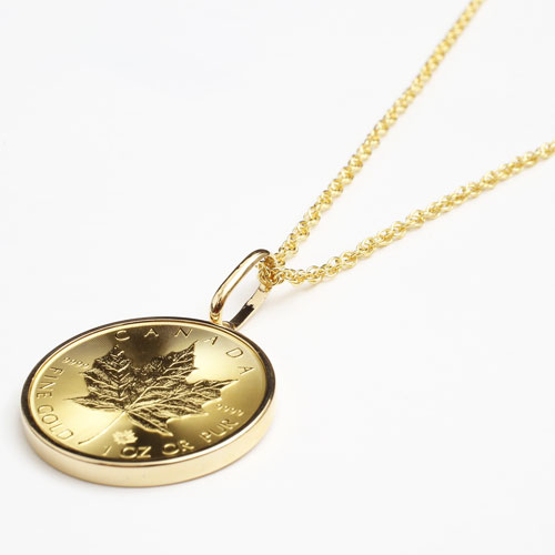 純金 メイプルリーフ 1オンス 30g コイン 金貨 ペンダント　3725-JN17