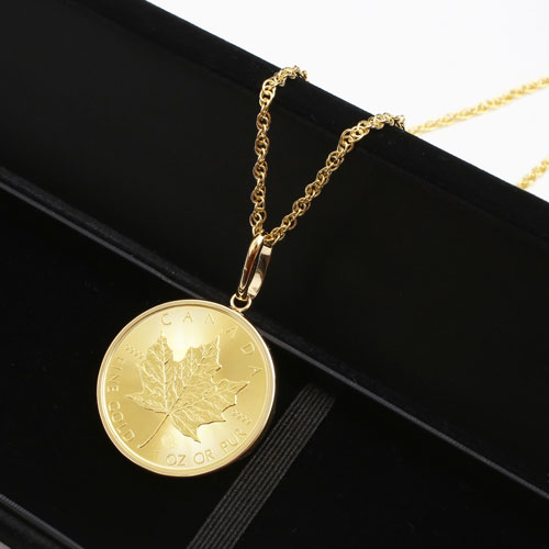 純金 メイプルリーフ 1オンス 30g コイン 金貨 ペンダント　3725-JN17