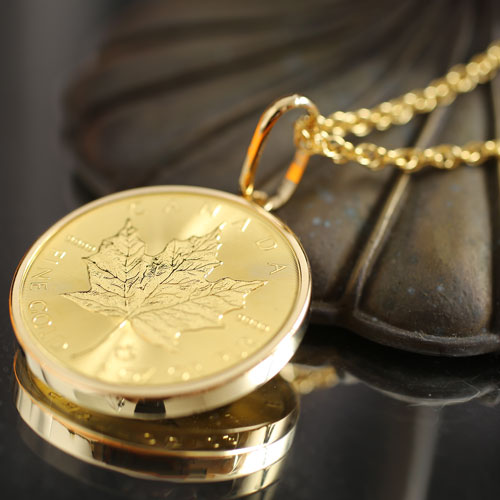 純金 メイプルリーフ 1オンス 30g コイン 金貨 ペンダント　3725-JN17