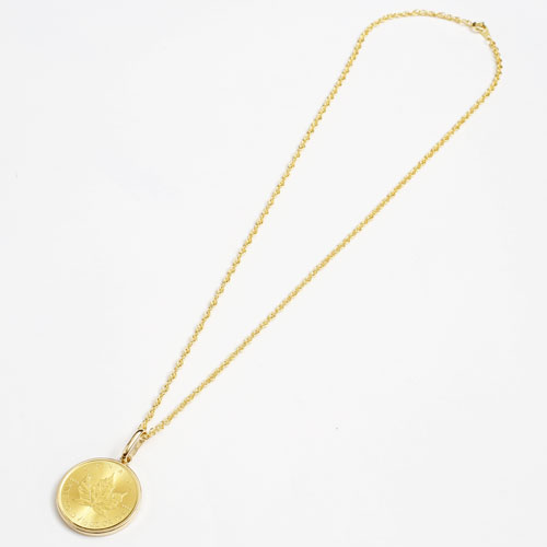純金 メイプルリーフ 1オンス 30g コイン 金貨 ペンダント　3725-JN17