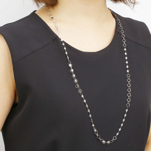 プラチナ850 ロングネックレス 80cm 9.3g サークル＆ペダル　3781-NM18