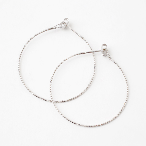 18金 ピアス ホワイトゴールド 8mmアコヤ真珠 ダイヤモンドカット フープピアス　3850-NM18