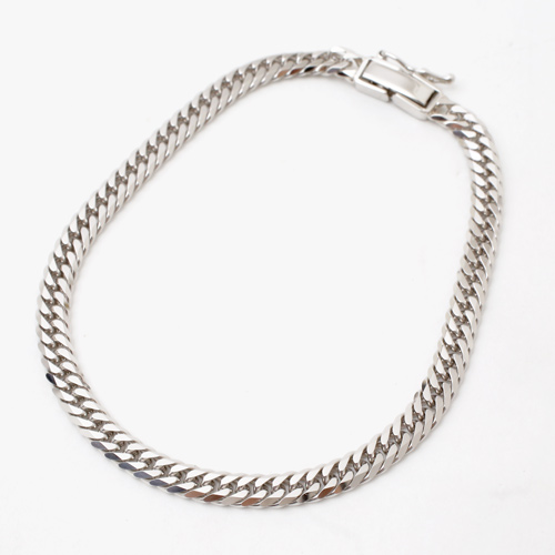 プラチナ Pt850 ブレスレット ダブル6面カットキヘイ ブレスレット 18cm 11g　3859-NM18