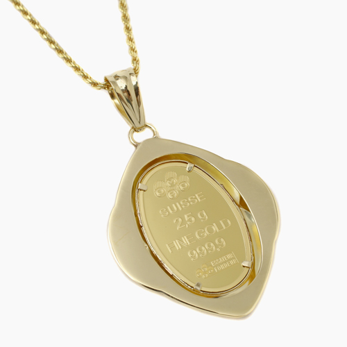 【受注生産】純金 マリア オーバル コインペンダント 18金デザイン枠　3868-JN18