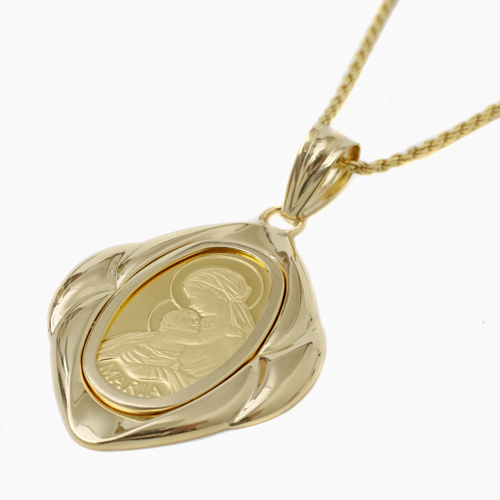 【受注生産】純金 マリア オーバル コインペンダント 18金デザイン枠　3868-JN18