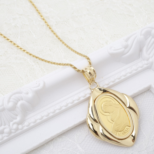 【受注生産】純金 マリア オーバル コインペンダント 18金デザイン枠　3868-JN18