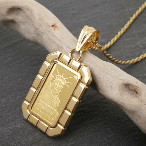 K24/K18 インゴットペンダントトップ K24リバティインゴット1g 枠部分  