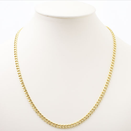 DIBI SILVER925  グルメッタ キヘイネックレス 中空 チェーン 男女兼用 ゴールド仕上げ　3881-DB18