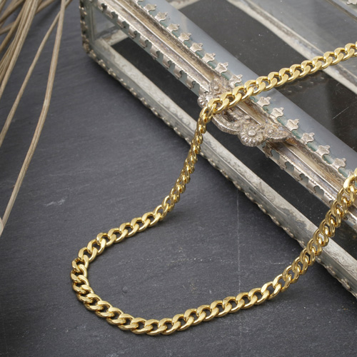 DIBI SILVER925  グルメッタ キヘイネックレス 中空 チェーン 男女兼用 ゴールド仕上げ　3881-DB18