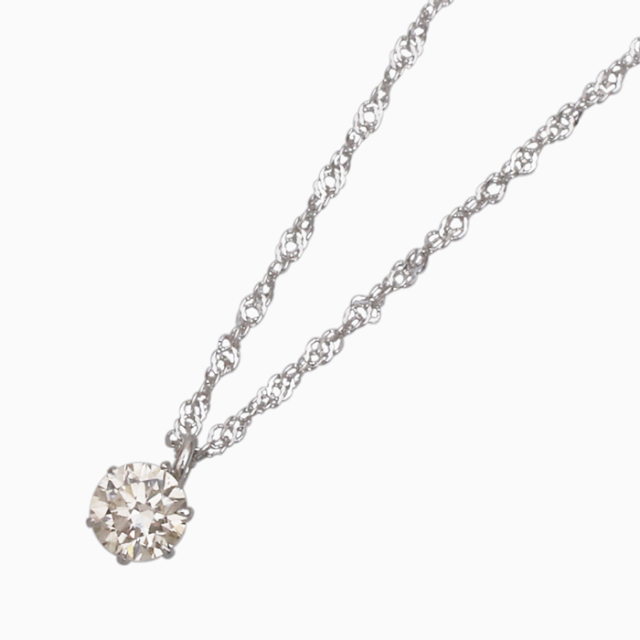 【日本製】プラチナ/Pt850/Pt900 ダイヤモンド/ダイヤ ペンダント ライトブラウン ネックレス  Iクラス  0.15ct 3921-TK18