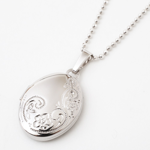 シルバー ロケットペンダント ウェイブレット オーバル MERZ　3985-AD18