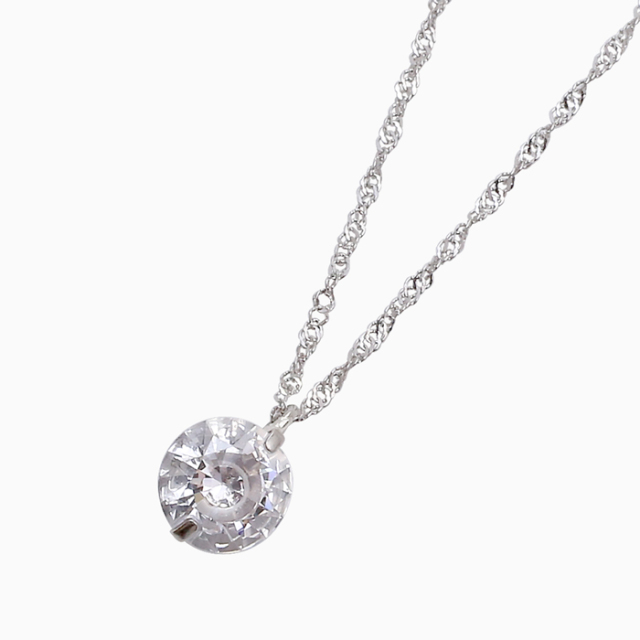 【送料無料】【日本製】プラチナ/Pt850/Pt900 キュービックジルコニア/CZ ペンダント  ネックレスジュエリー1.3ct スクリューチェーン 3987-TK18