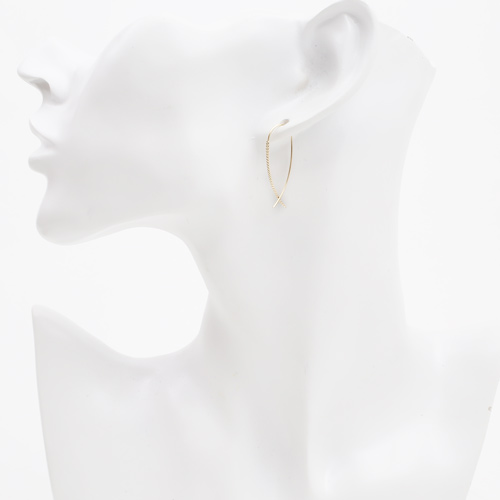 送料無料】【日本製】K18/18金 緩やかカーブ フック/フープ ピアス  