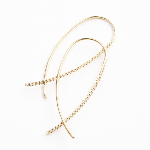 日本製 18金　緩やかカーブ　フックピアス　リバーシブル　AIライン 4070-HG19