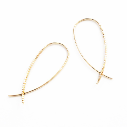 日本製 18金　緩やかカーブ　フックピアス　リバーシブル　AIライン 4070-HG19