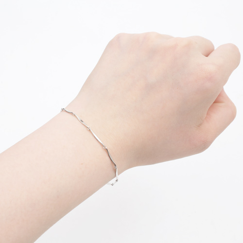 プラチナ Pt850  さざなみ 切子 セミハンドメイド 18cm 2g ブレスレット　4079-TS19
