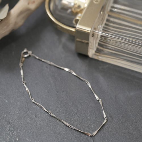 プラチナ Pt850  さざなみ 切子 セミハンドメイド 18cm 2g ブレスレット　4079-TS19