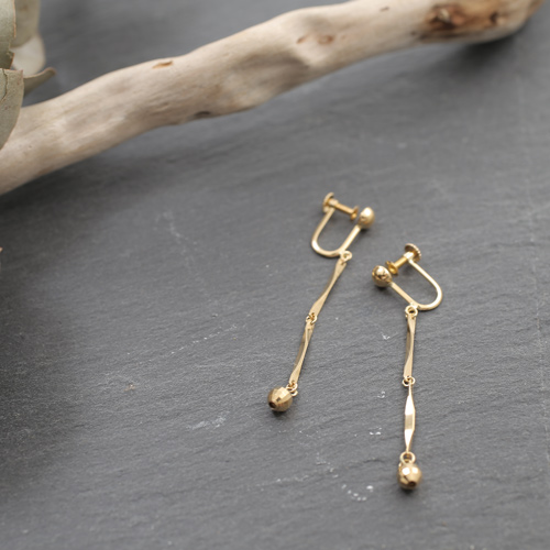 送料無料】【日本製】K18/18金/K18YG キリコ イヤリング ミラーボール  