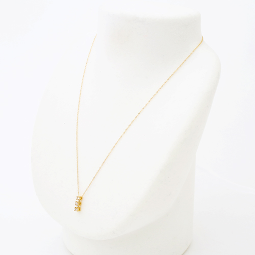 18金 ダイヤモンドペンダントネックレス K18 金【0.2ct ラボダイヤモンドネックレス】トリニティ 輝き