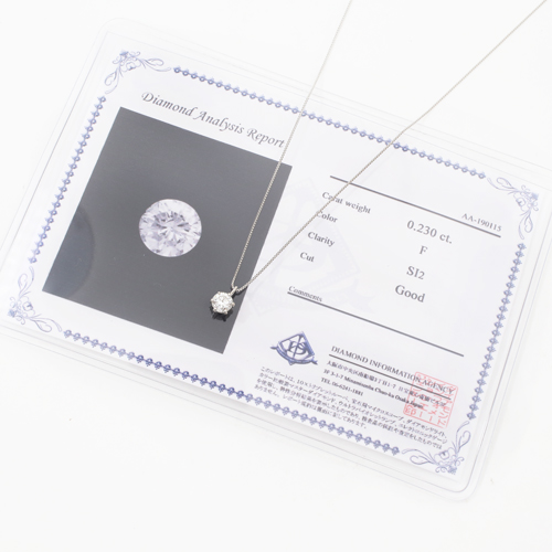 純プラチナ ダイヤモンド 0.23ct Pt999-Pt850 ペンダント 鑑別カード付き 4174-UK19
