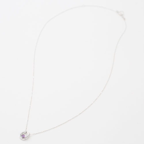10金 K10WG ホワイトゴールド ネックレス ペンダント 馬蹄 天然石 アメジスト 2月 誕生石 4185-HG20