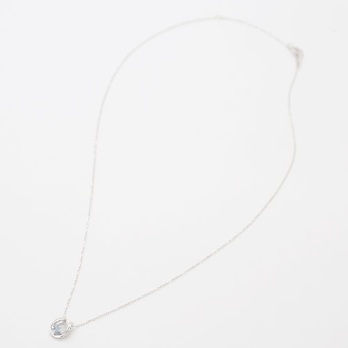 10金 K10WG ホワイトゴールド ネックレス ペンダント 馬蹄 天然石 アクアマリン 3月 誕生石  4186-HG20