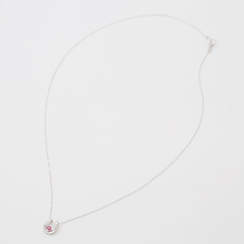 10金 K10WG ホワイトゴールド ネックレス ペンダント 馬蹄 天然石 ルビー 7月 誕生石 4188-HG20