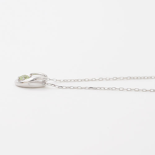 10金 K10WG ホワイトゴールド ネックレス ペンダント 馬蹄 天然石 ペリドット 8月 誕生石 4189-HG20