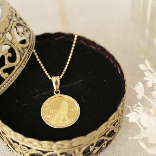 コイン ペンダント ウルフ＆コンドル 24金 べし 18金 新品 