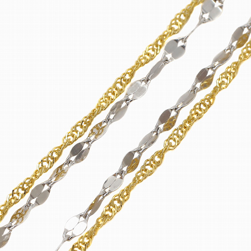 送料無料】純金/K24 純プラチナ/Pt999 ゴールド/プラチナ 42cm 2.6g 幅  