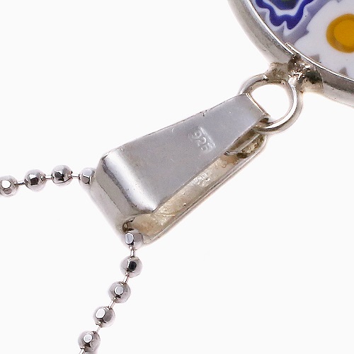 【クリックポスト便】イタリア製 ミレフィオリ ペンダント 18mm SV925 カットボールチェーン付き 4271-GO20