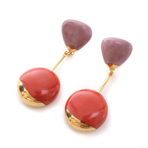 佐賀県 有田町 有田焼 ハンドメイド レッド チタン製ポスト ピアス 4281-GG20