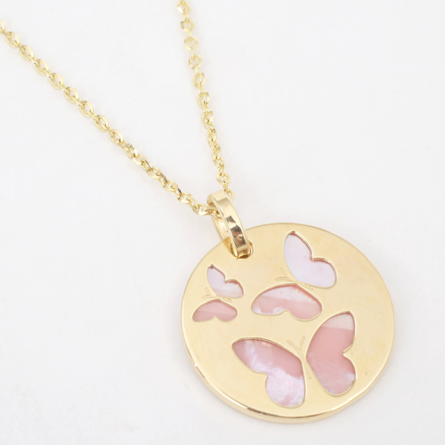 送料無料】【イタリア製】18金/K18 バタフライ ハート 白蝶貝  