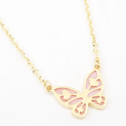 送料無料】【イタリア製】18金/K18 バタフライ 白蝶貝 ペンダント  