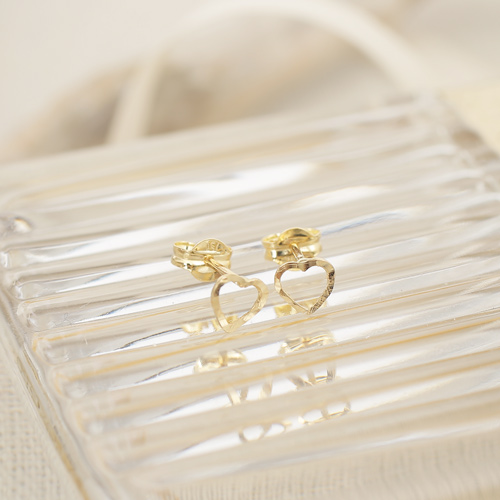 18金 K18 オープンハート スタッド ピアス 750 4314-AM20