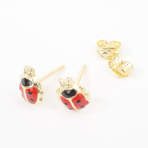 送料無料】 18金/K18/750 GOLD/ゴールド ピアス スタッド テントウムシ