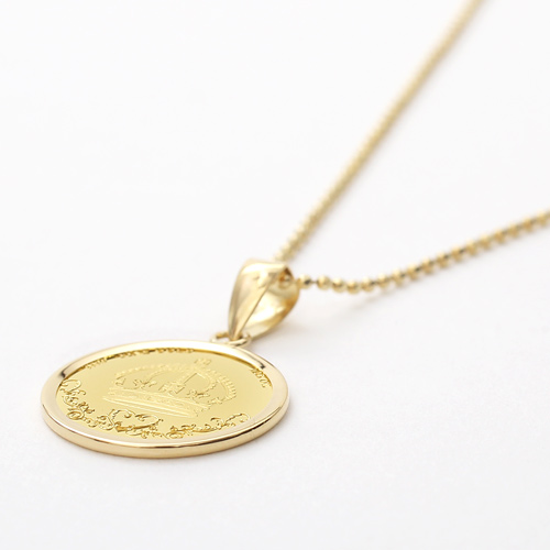 純金 24金  コイン 金貨 ネックレス ライオン クラウン 4326-HG20