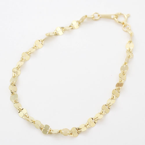 イタリア製 18金 K18 ペダル風  ゴールド ダブル ランターン ブレスレット 18cm 4358-MS20