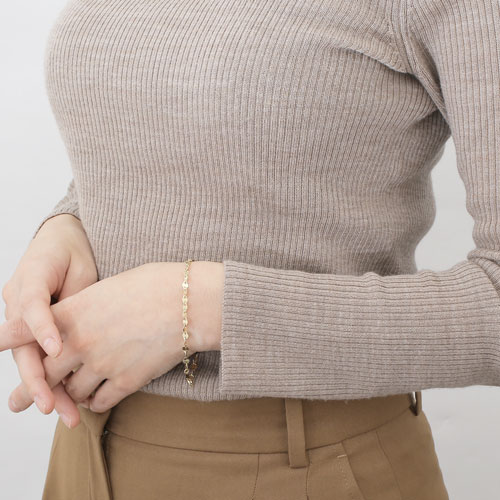 イタリア製 18金 K18 ペダル風  ゴールド ダブル ランターン ブレスレット 18cm 4358-MS20