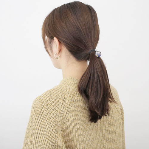 日本製 ハーバリウム ヘアアクセサリー ポニーテールフック ブルー系　4414-LL20