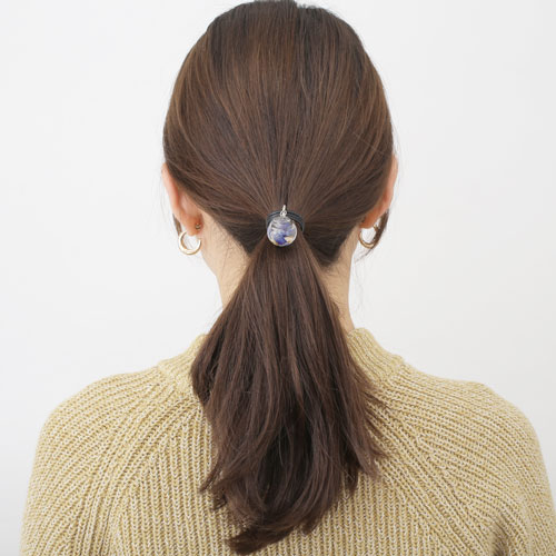 日本製 ハーバリウム ヘアアクセサリー ポニーテールフック ブルー系　4414-LL20
