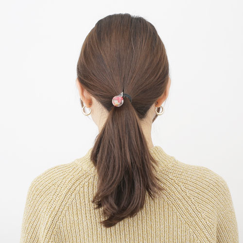 日本製 ハーバリウム ヘアアクセサリー ポニーテールフック ピンク系　4415-LL20