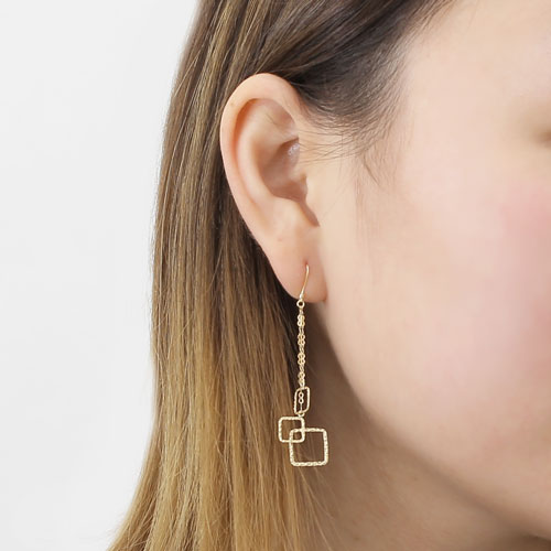 18金  ハンマリングカット スクエア ピアス 4418-JU20