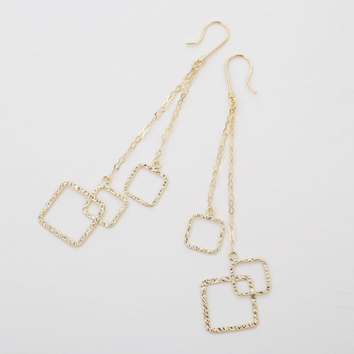 18金  ハンマリングカット スクエア ピアス 4418-JU20
