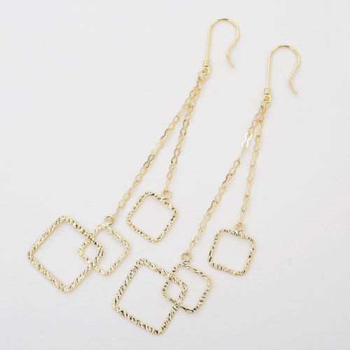18金  ハンマリングカット スクエア ピアス 4418-JU20