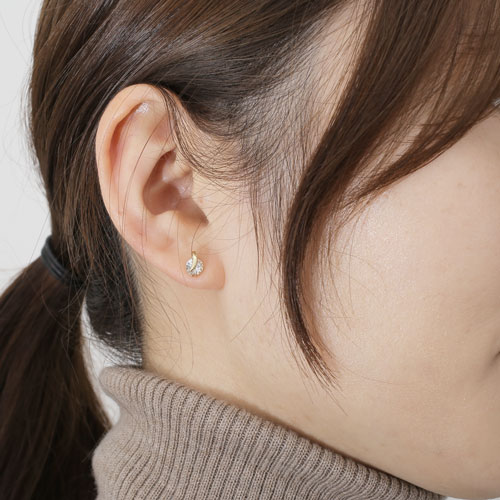 9金 K9 キュービックジルコニア シンプル ピアス 4422-AD20