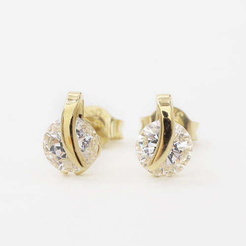 9金 K9 キュービックジルコニア シンプル ピアス 4422-AD20