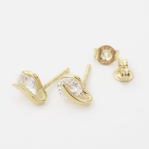 9金 K9 キュービックジルコニア シンプル ピアス 4422-AD20
