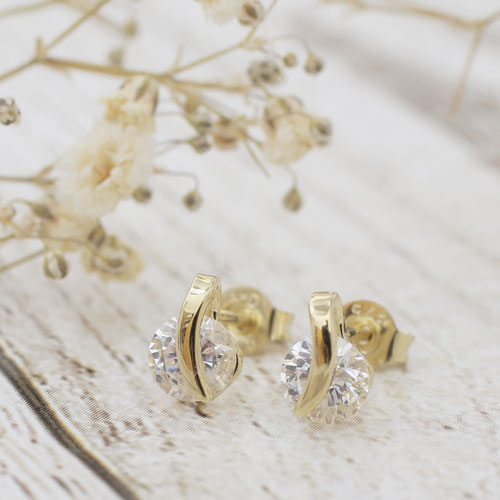 9金 K9 キュービックジルコニア シンプル ピアス 4422-AD20