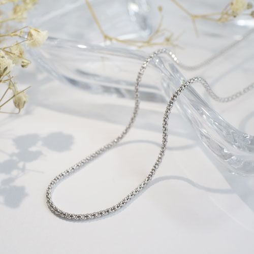 日本製 18金ホワイトゴールド K18WG ネックレス ボンバータ スライド式アジャスター 4432-PW20